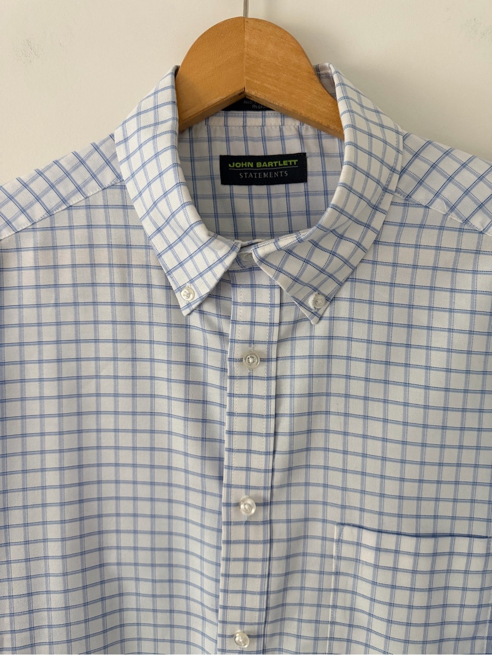 John Bartlett Light Blue Checked Button-Down Shirt